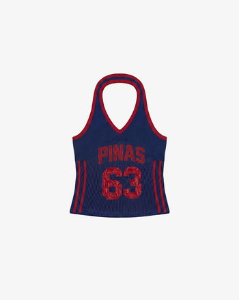 HALTER KNIT TANK TOP (BLUE/RED)