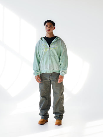 PLAID WASHED ZIP-UP (PANDAN)