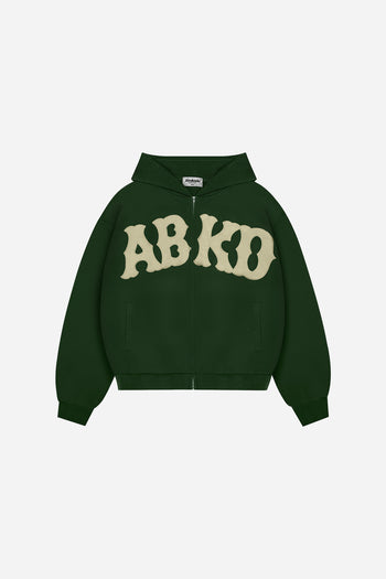 DISTRESSED PATCH ZIP-UP (FOREST)