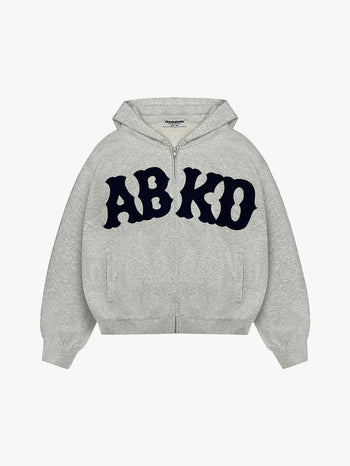 DISTRESSED PATCH ZIP-UP (GREY)