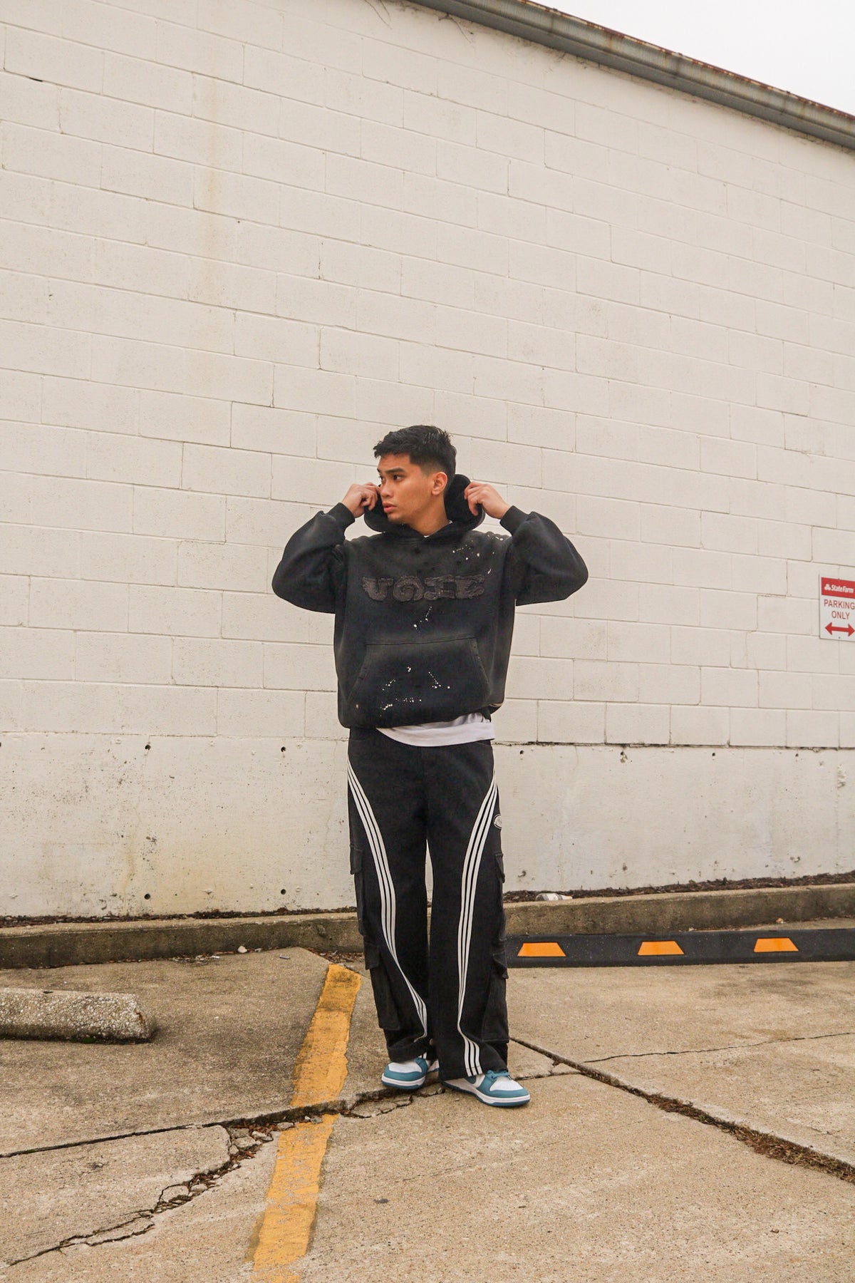 VINTAGE FADED STRIPED HOODIE (BLACK)