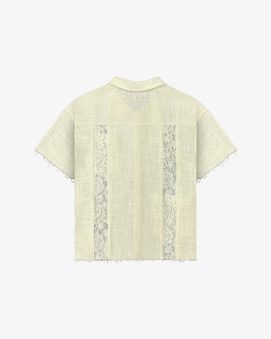 WOVEN BUTTON UP (CREAM)