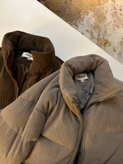 Corduroy Puffer Jacket (Brown)