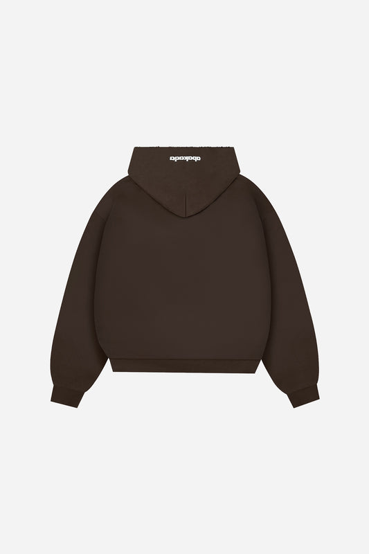 DISTRESSED PATCH ZIP-UP (BROWN)