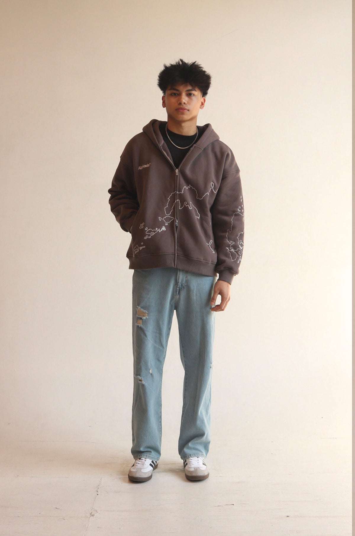 MAPA ZIP-UP HOODIE (GREY)