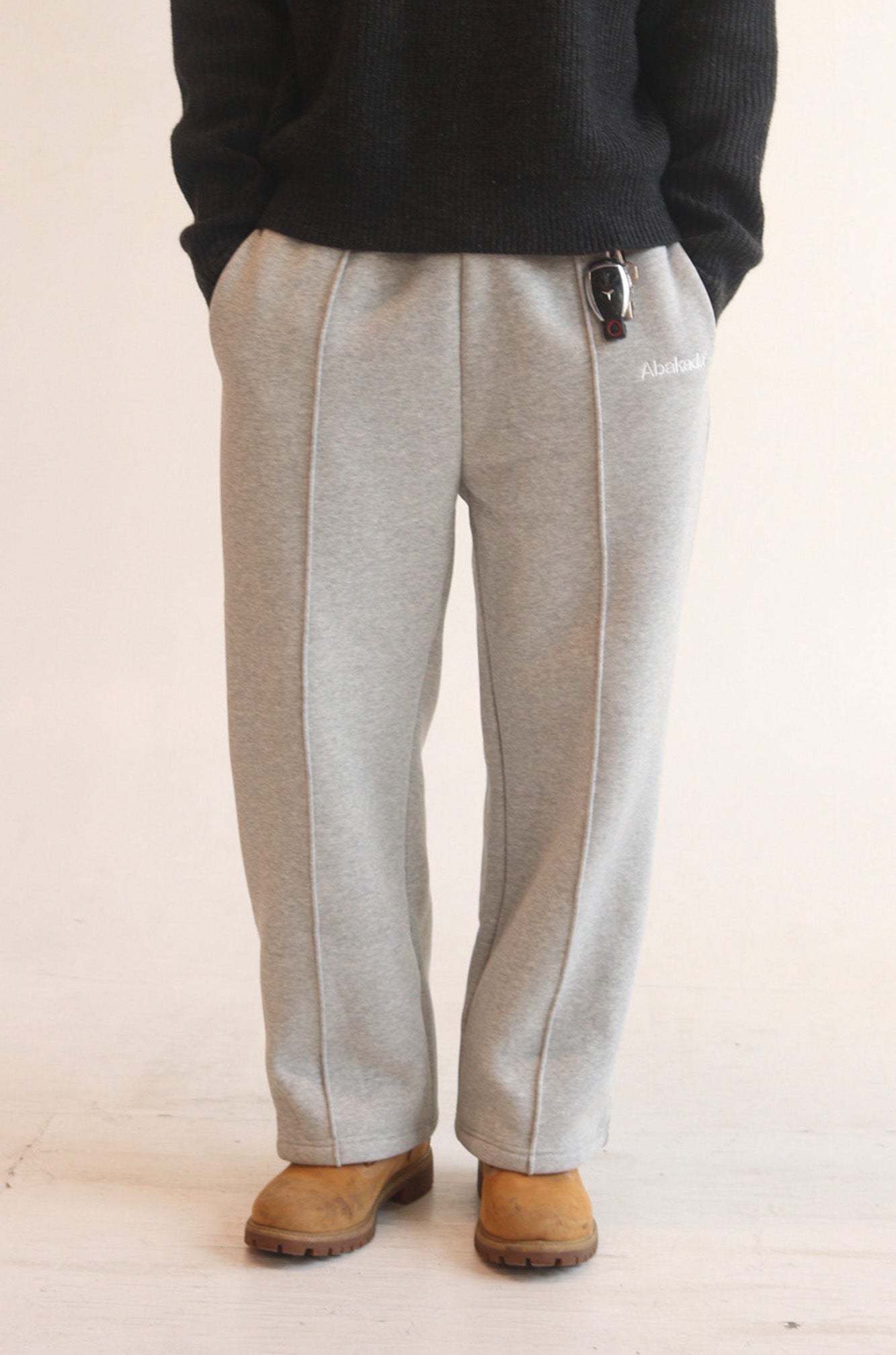UNIFORM SEAMED WIDE LEG PANTS (WASHED GREY)