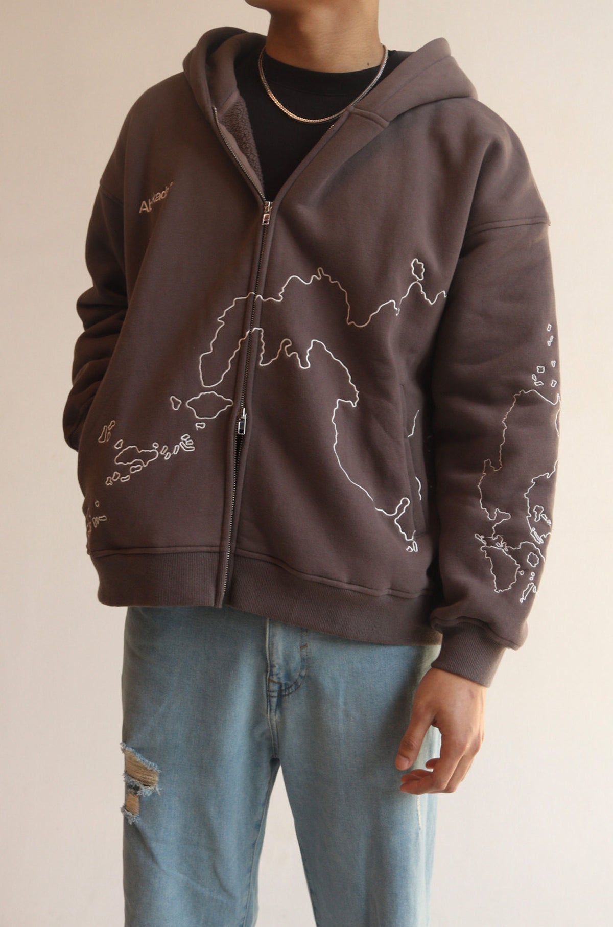 MAPA ZIP-UP HOODIE (GREY)