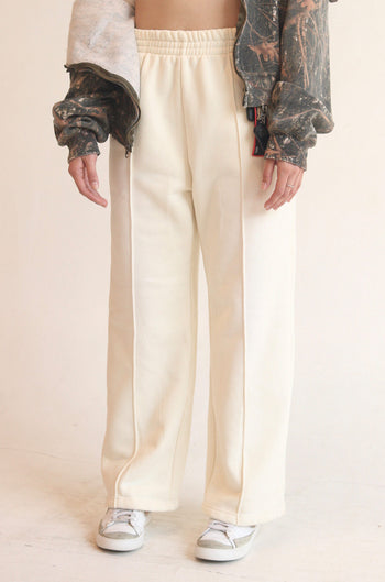 UNIFORM SEAMED WIDE LEG PANTS (CREAM)