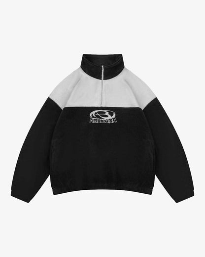 QUARTER-ZIP TWO-TONE FLEECE (BLACK/GREY)