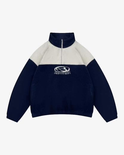 QUARTER-ZIP TWO-TONE FLEECE (NAVY/CREAM)