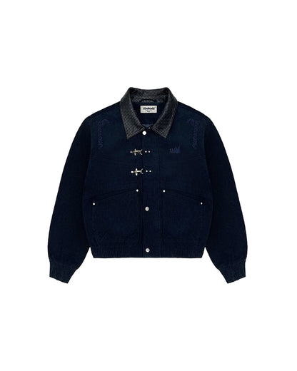 WEAVE COLLAR WORK JACKET (NAVY)