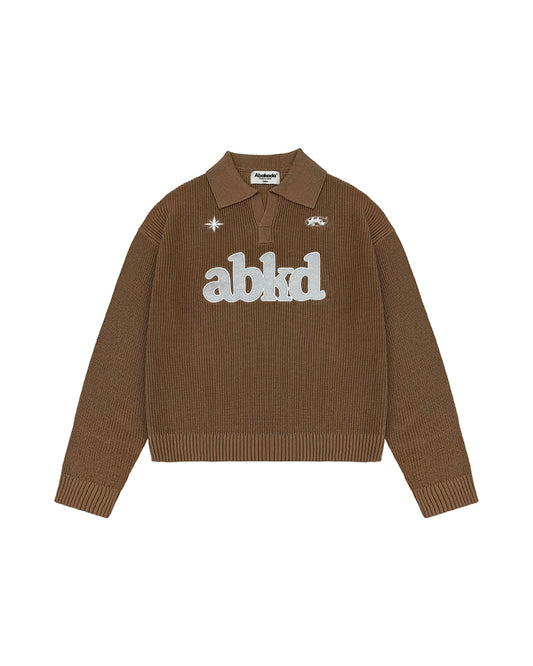 KNITTED POLO JUMPER (TAN)
