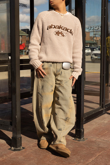 3 STAR FADED KNITTED SWEATER (WASHED TAN)