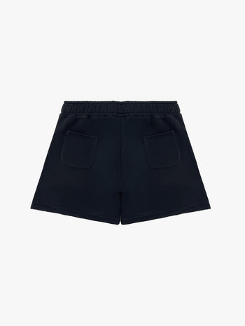 PLEATED COTTON FLEECE SHORTS (BLACK)