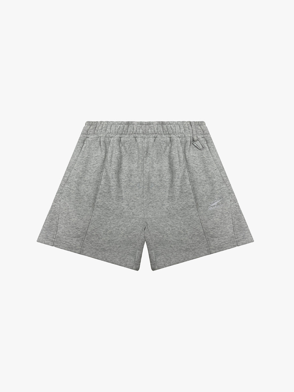 PLEATED COTTON FLEECE SHORTS (GREY)