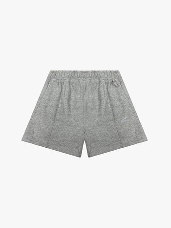 PLEATED COTTON FLEECE SHORTS (GREY)