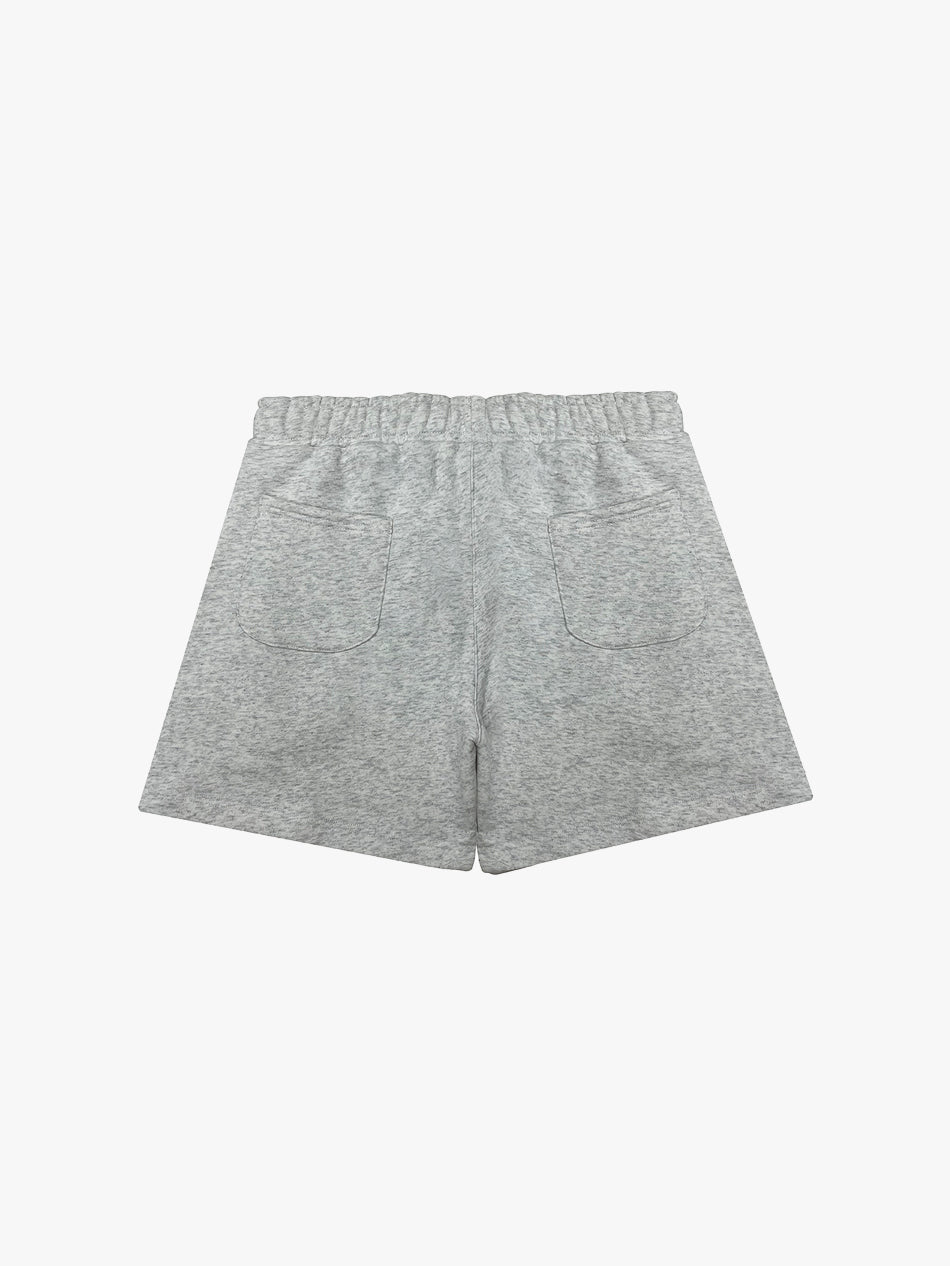 PLEATED COTTON FLEECE SHORTS (GREY)