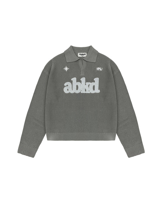 KNITTED POLO JUMPER (GREY)