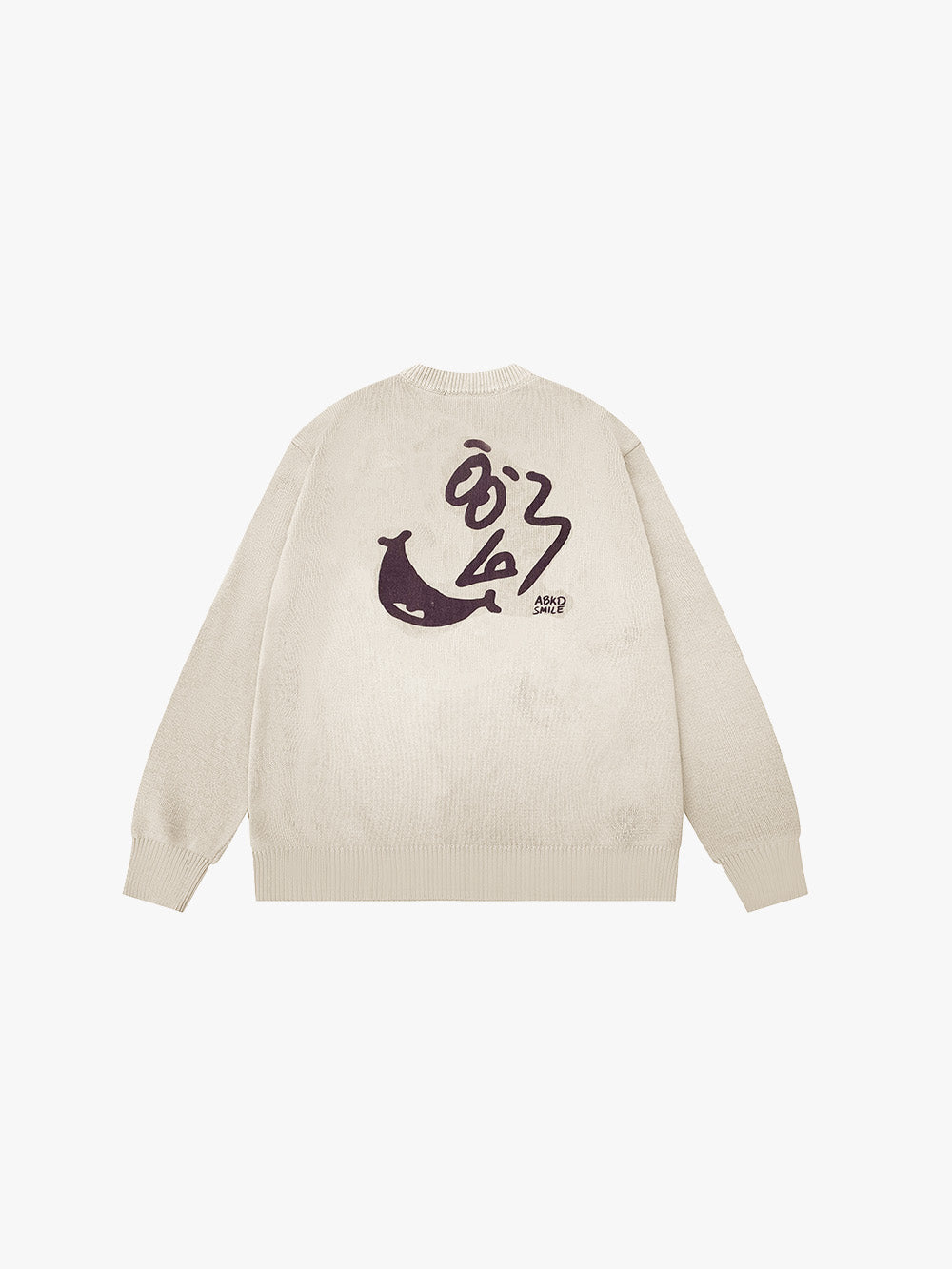 SMILE KNITTED SWEATSHIRT (LIGHT TAN)