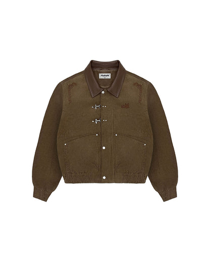 WEAVE COLLAR WORK JACKET (KHAKI)
