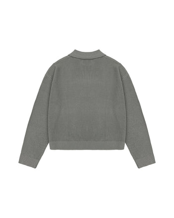 KNITTED POLO JUMPER (GREY)