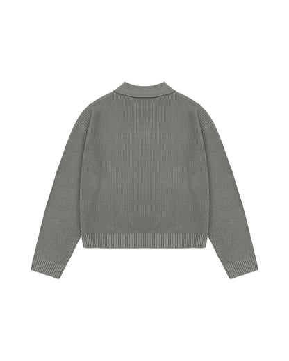 KNITTED POLO JUMPER (GREY)