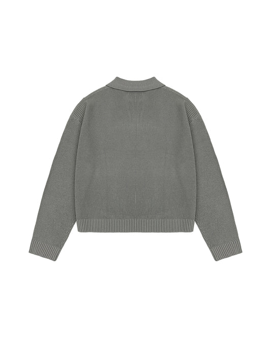 KNITTED POLO JUMPER (GREY)