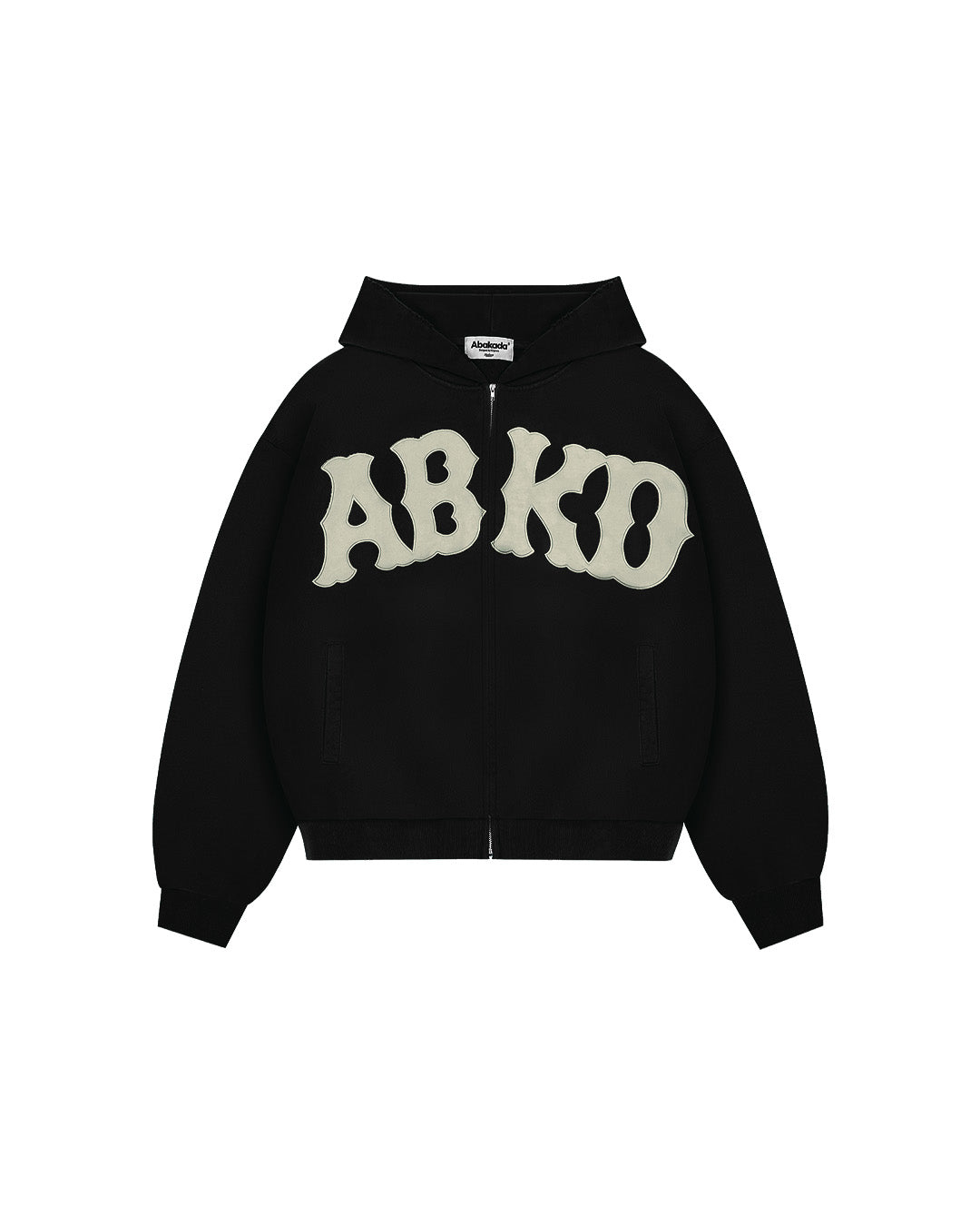 DISTRESSED PATCH ZIP-UP (BLACK)