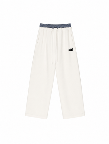 DOUBLE WAISTBAND LOOSE PANTS (WHITE)