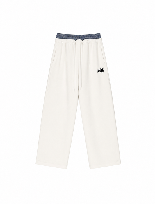 DOUBLE WAISTBAND LOOSE PANTS (WHITE)