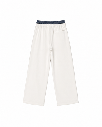 DOUBLE WAISTBAND LOOSE PANTS (WHITE)