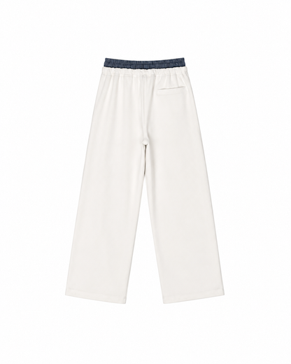 DOUBLE WAISTBAND LOOSE PANTS (WHITE)