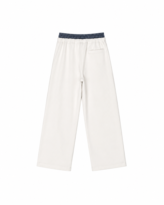 DOUBLE WAISTBAND LOOSE PANTS (WHITE)