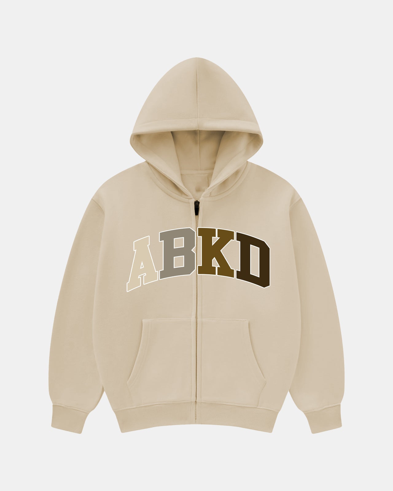 VARSITY ZIPPER HOODIE (TAN)