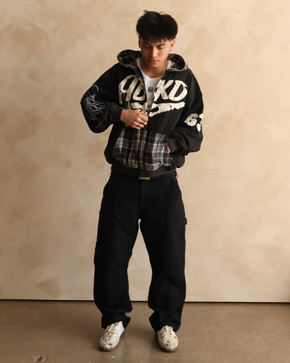 PLAID LOGO ZIP-UP (BLACK)